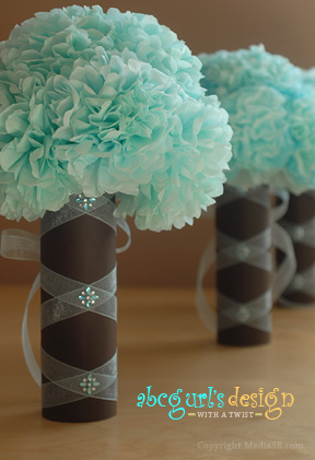 Blue floral tissue paper decor